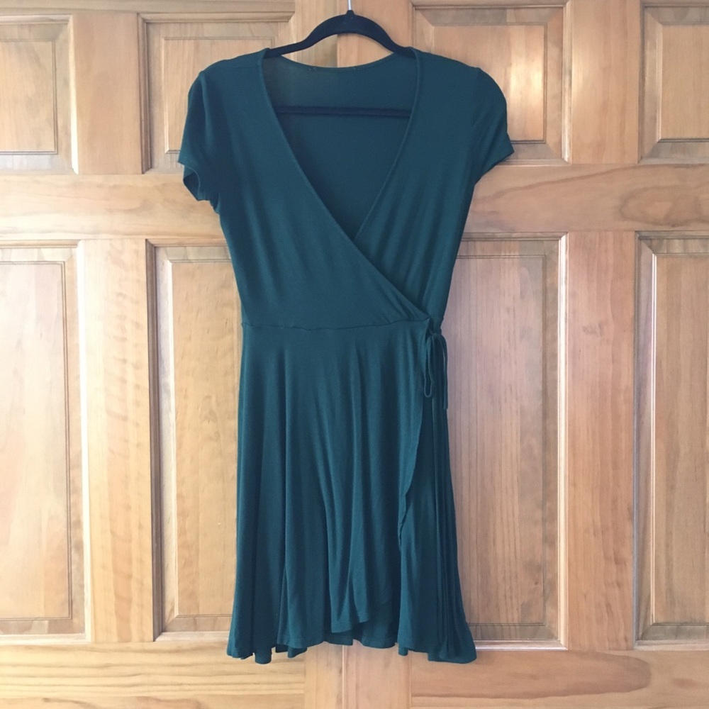 Green wrap dress